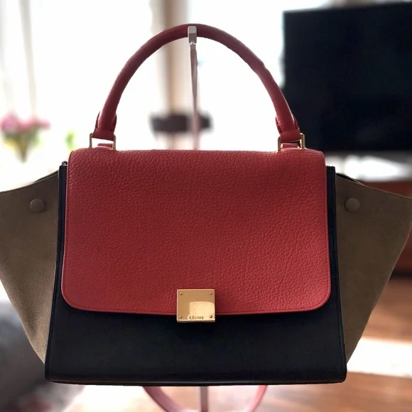 Authentic Celine Color-block Tricolor Leather Bag EUC - Picture 2 of 16